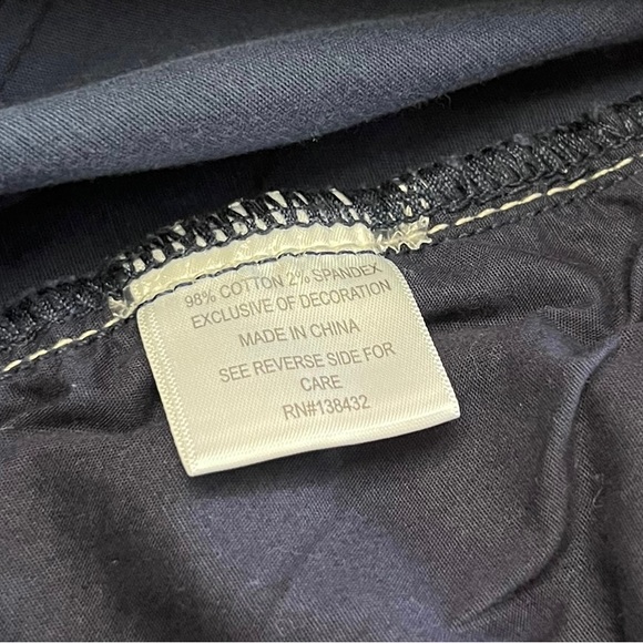 Modcloth navy blue button waist cotton/spandex mini skirt women's size 6 pockets - Picture 3 of 9